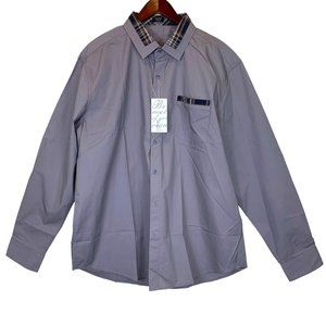 COOFANDY Mens Cotton Long Sleeve Dress Shirt Plaid Collar Button Down XXL Brown